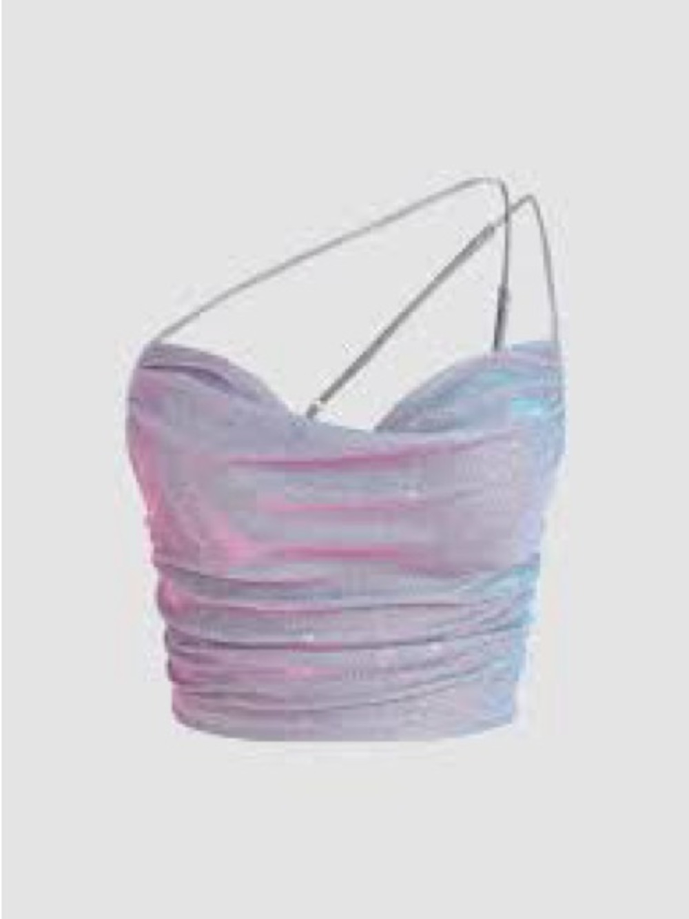 Cider Glitter Ruched Cowl Neck Tank Crop Top